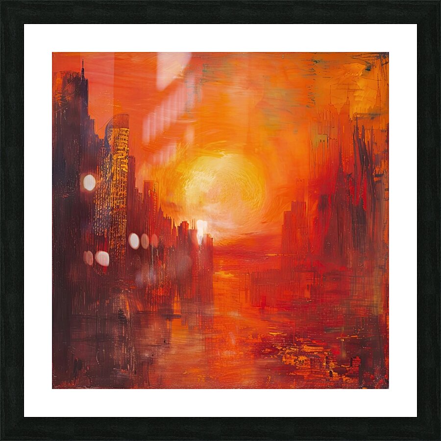 Crimson Cityscape Sunset 8H29NP 45 Picture Frame print