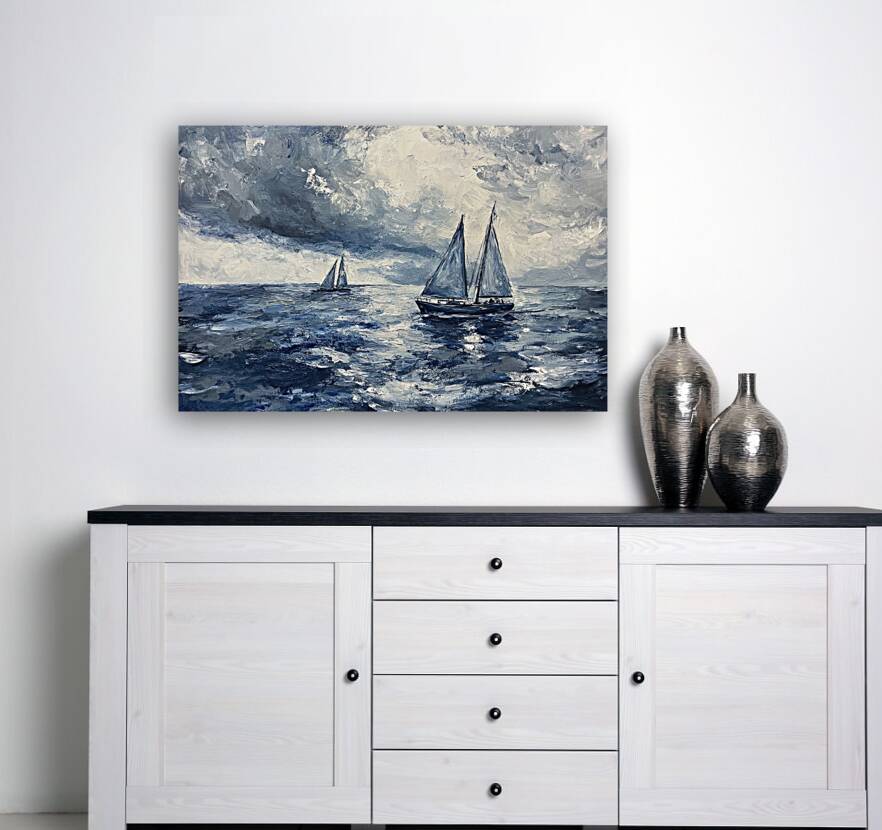 Azure Voyage Beneath Storm Clouds 7H9N2P 55 Reproduction