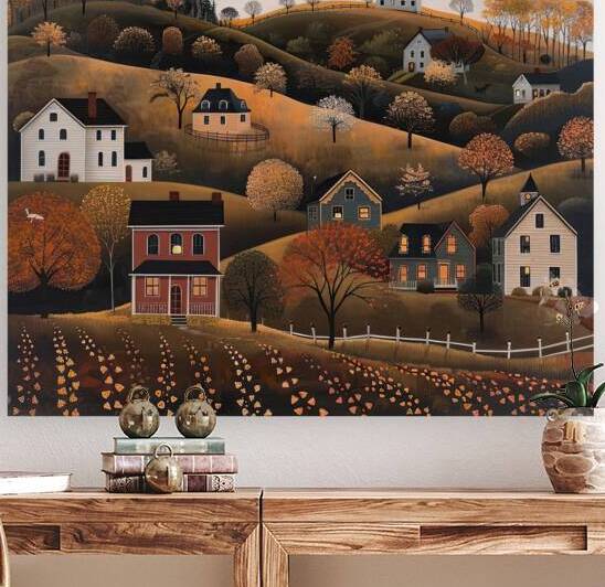 Autumn Moonrise Over Valley H2N6P9 45 by Abstract Rebellion