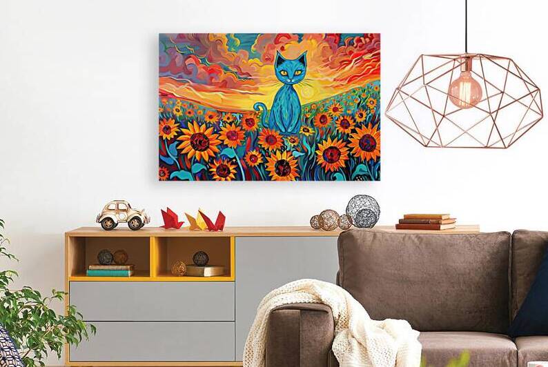 Azure Cat Sunflower Field 78HNP3 55 by Abstract Rebellion