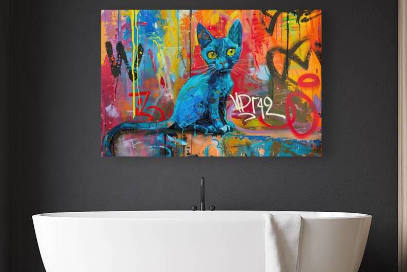 Azure Feline Graffiti Y29HN 52 by Abstract Rebellion