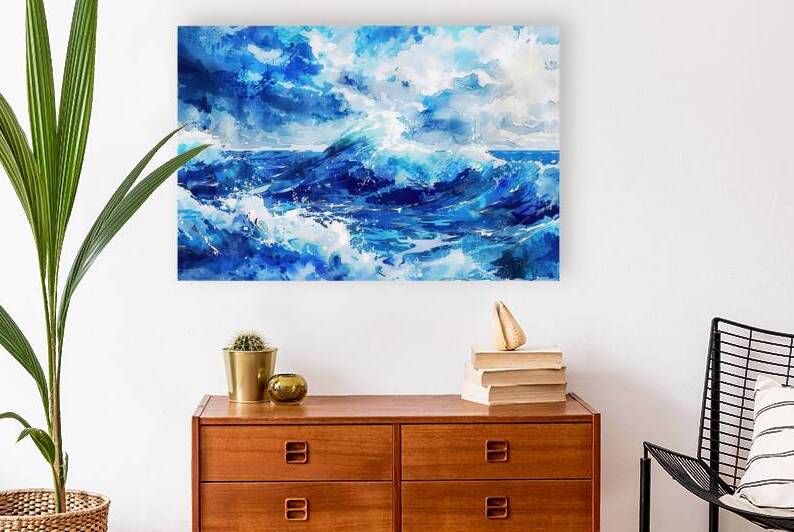 Azure Waves Crashing Y392N5 55 by Abstract Rebellion