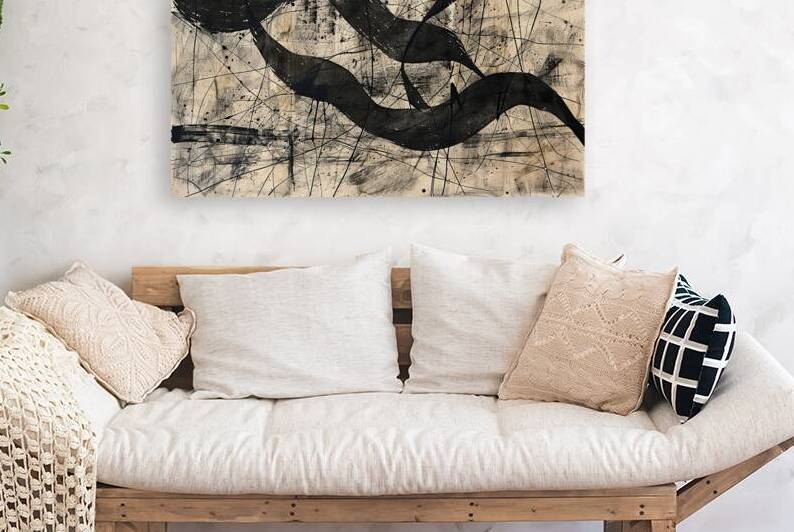 Black Beige Swirls H3N9P2 58 by Abstract Rebellion