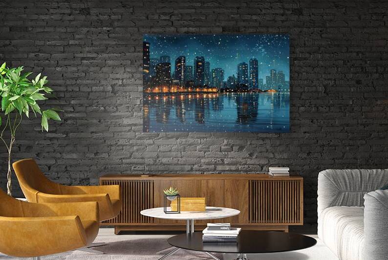 City Lights Across Water 78HNP2 62 by Abstract Rebellion