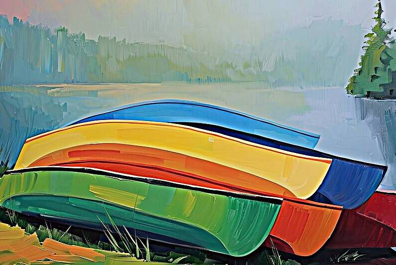 Colorful Canoes Lakeside 2H9N3Z 47 by Abstract Rebellion