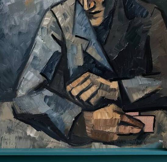 Contemplation Man With Cards JH92N3 65 by Abstract Rebellion