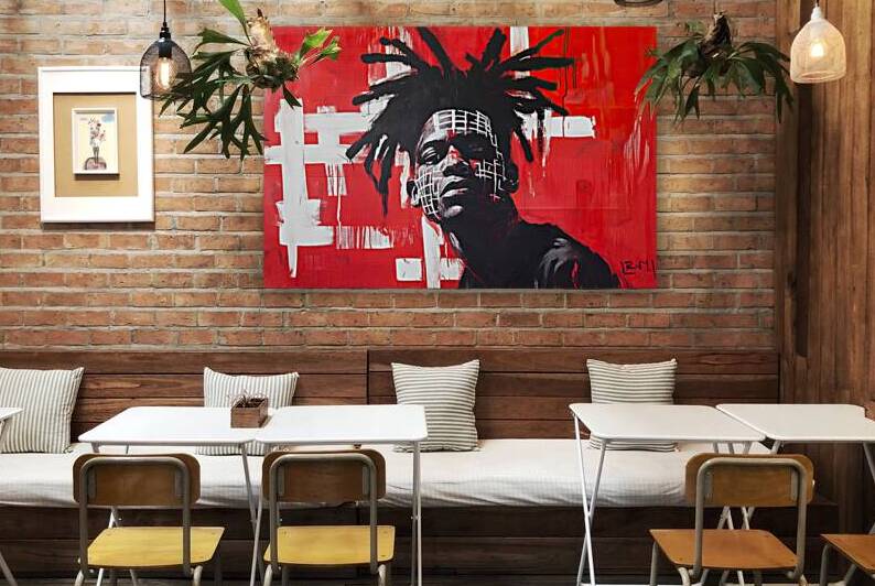 Crimson Grid Portrait 92HJ5 57 by Abstract Rebellion