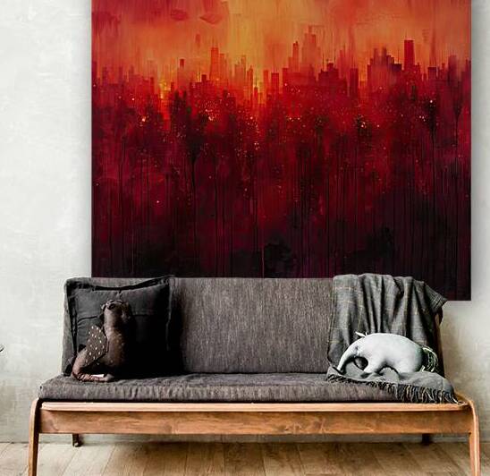 Crimson Cityscape NZ9H2D 60 by Abstract Rebellion