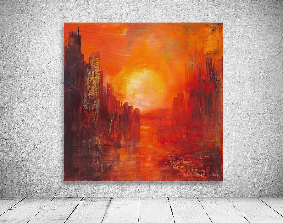 Crimson Cityscape Sunset 8H29NP 45 Wall Preview