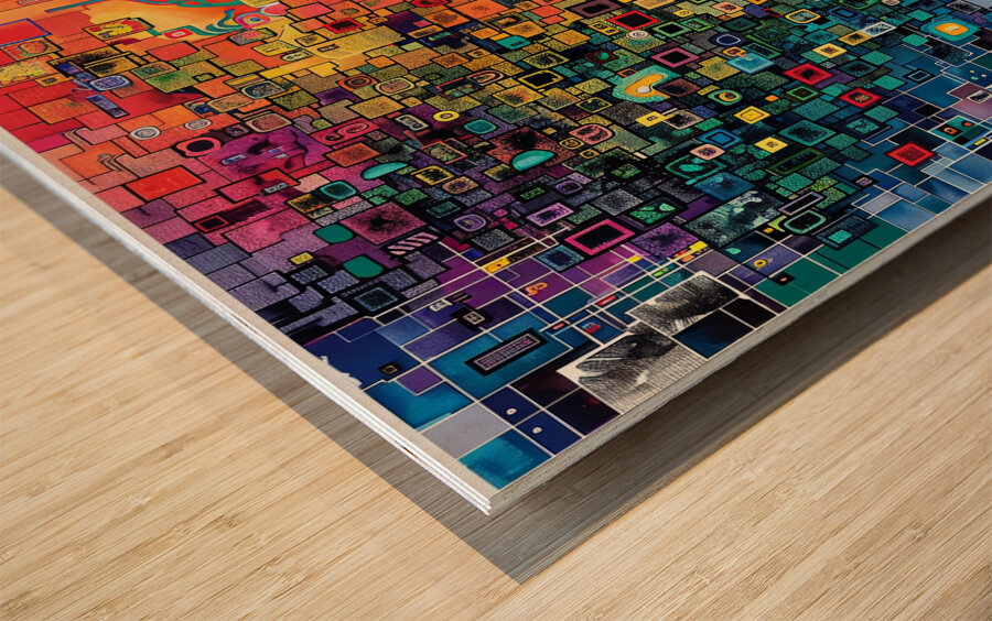 Digital Mosaic Wood print