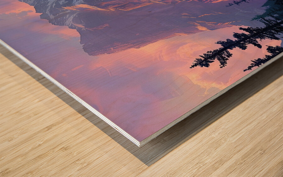 Alpine Glow Upon Peaks J9H3N2 48 Wood print