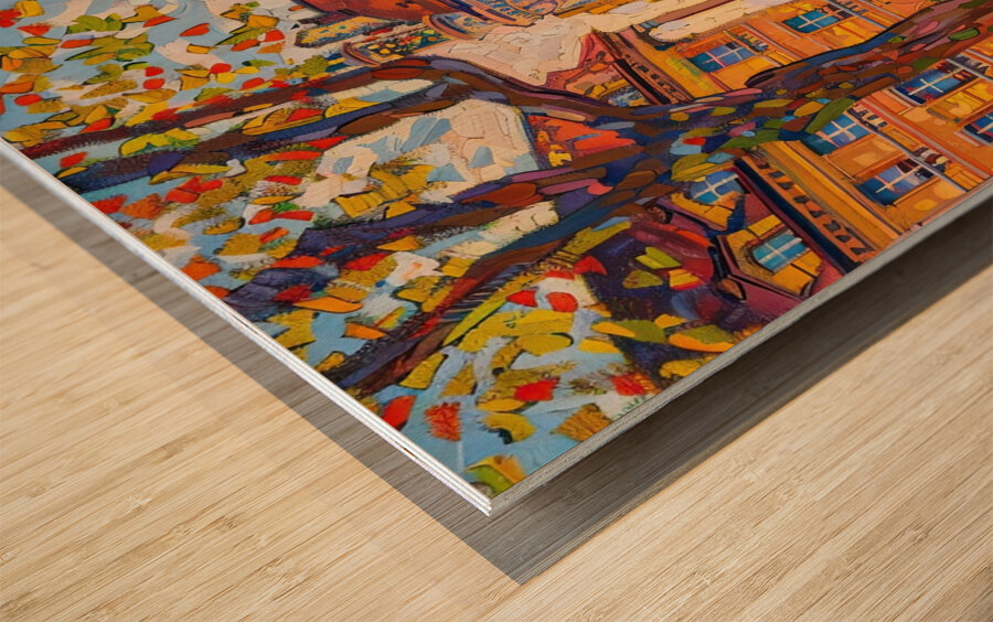 Autumn Fountain Glow 5H9N2Z 55 Wood print