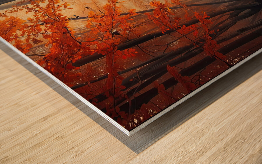 Autumn Mist Pathway H2N9P4 55 Wood print