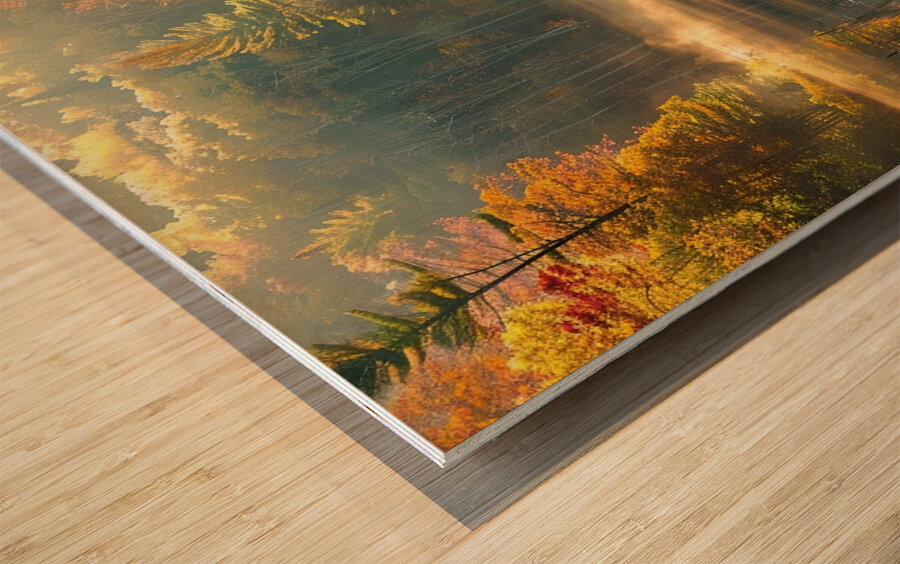 Autumn Mist Reflections 92HJ5P 67 Wood print
