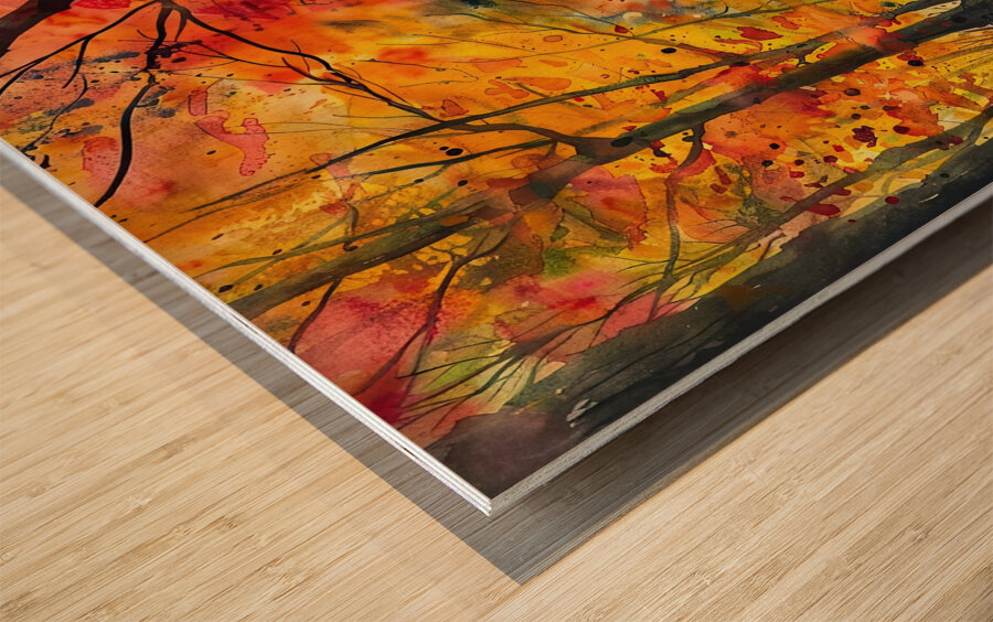 Autumn Path 79B2D3 55 Wood print