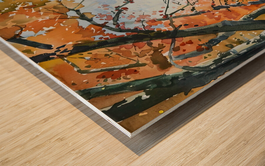 Autumn Road Home 29HBCJ 57 Wood print