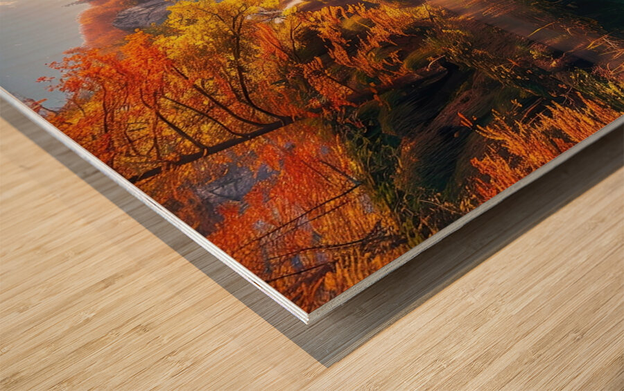 Autumn Waterfall Glow 92HJ5P 66 Wood print