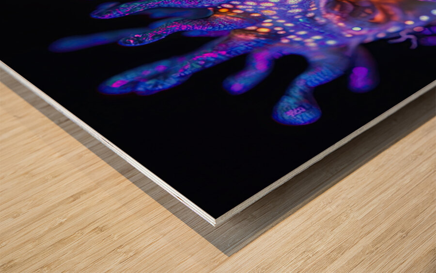 Bioluminescent Seahorse 92D3H7 69 Wood print