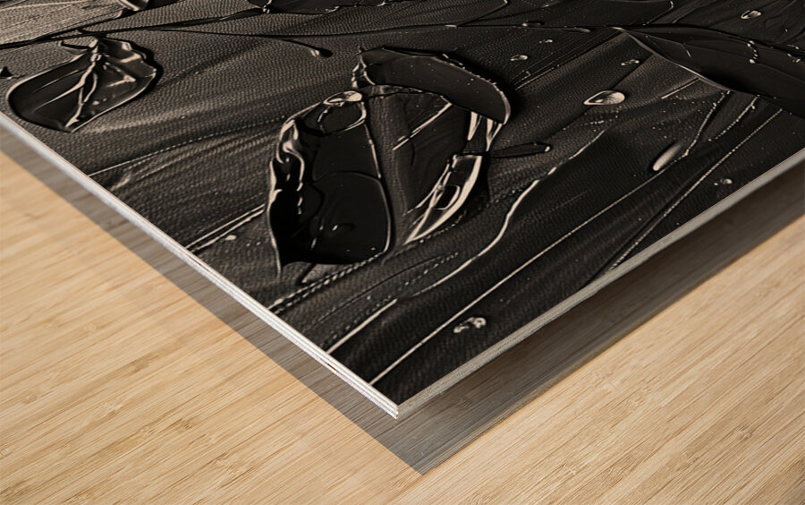 Black Rain Leaves 7P3H2N 49 Wood print