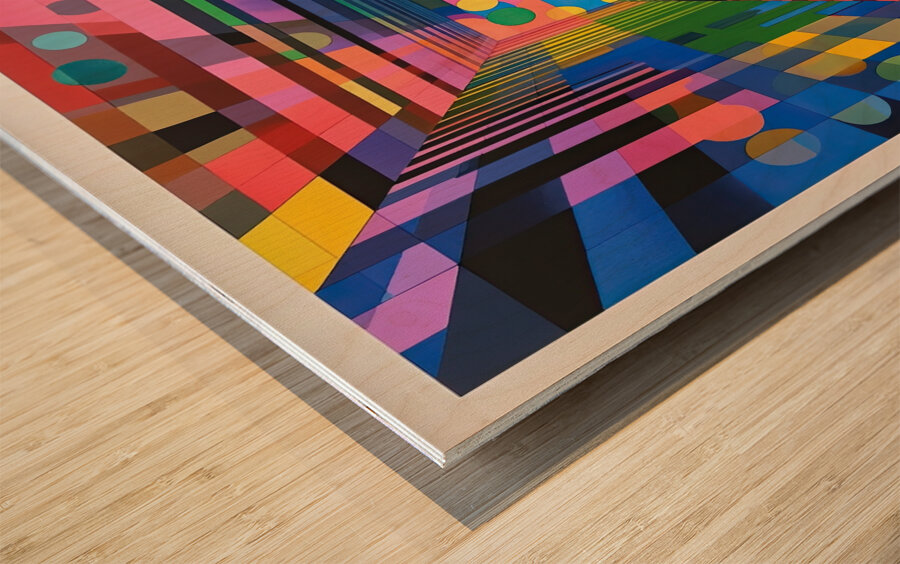 Chromatic Corridor H3N9P2 57 Wood print