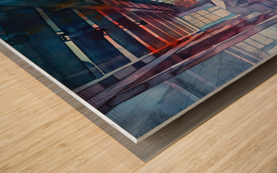 Chromatic Corridor Y2K93H 52 Wood print