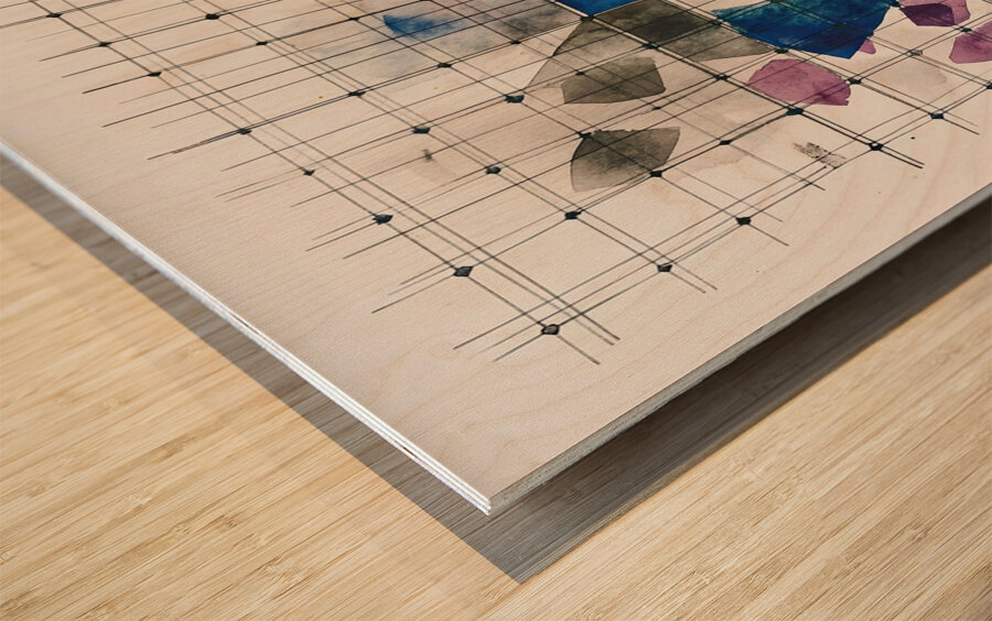 Chromatic Grid Interplay 5Z9N7H 48 Wood print