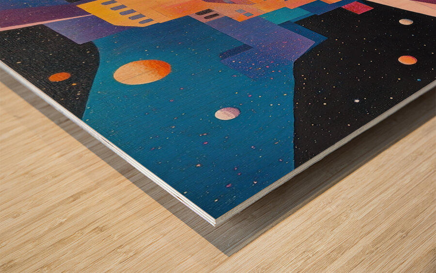 Celestial Cityscape K82H9N 55 Wood print