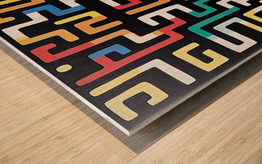 Chromatic Labyrinth 9H3N2P 64 Wood print