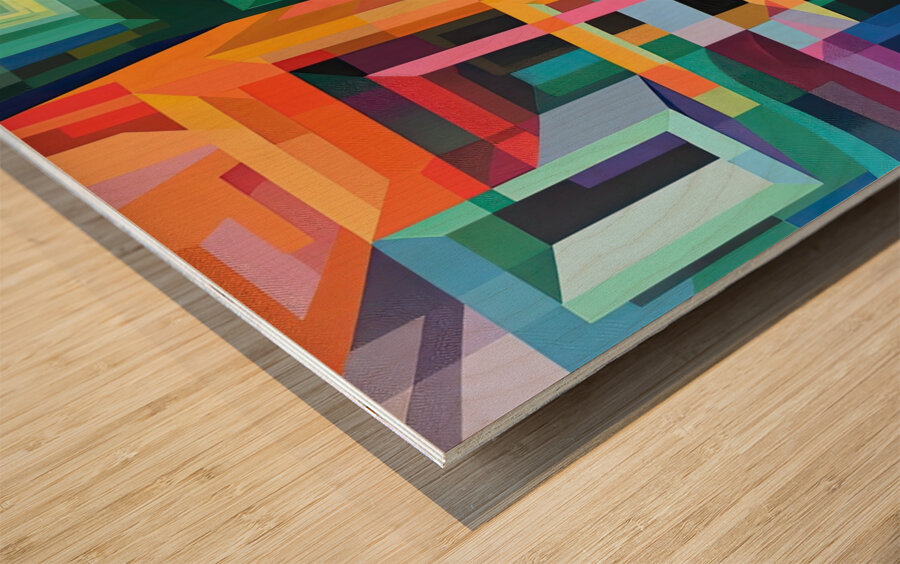 Chromatic Labyrinth H3N9P2 57 Wood print