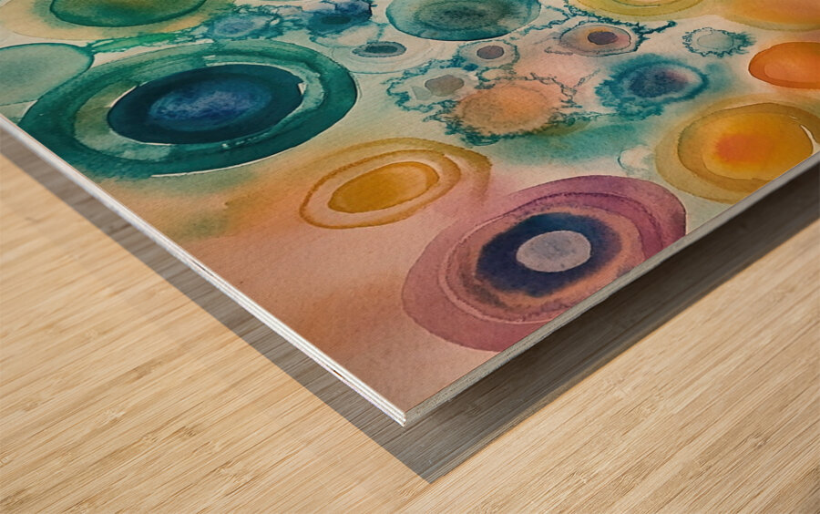 Chromatic Orbs Dance Y92H5N 45 Wood print