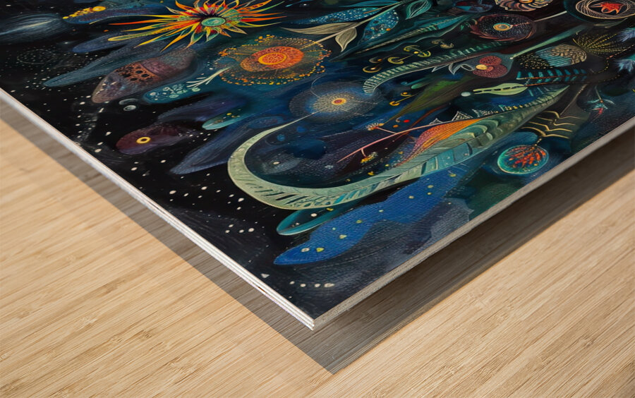 Cosmic Garden Bloom J9H2N3 60 Wood print