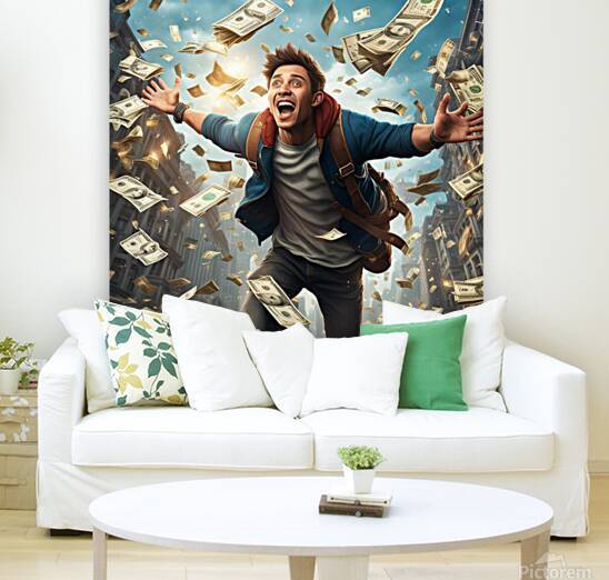 young man with money flying around by Easy Solution