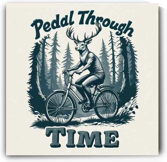 Pedal Through Time – Surreal Deer on Bike Art by lacenz