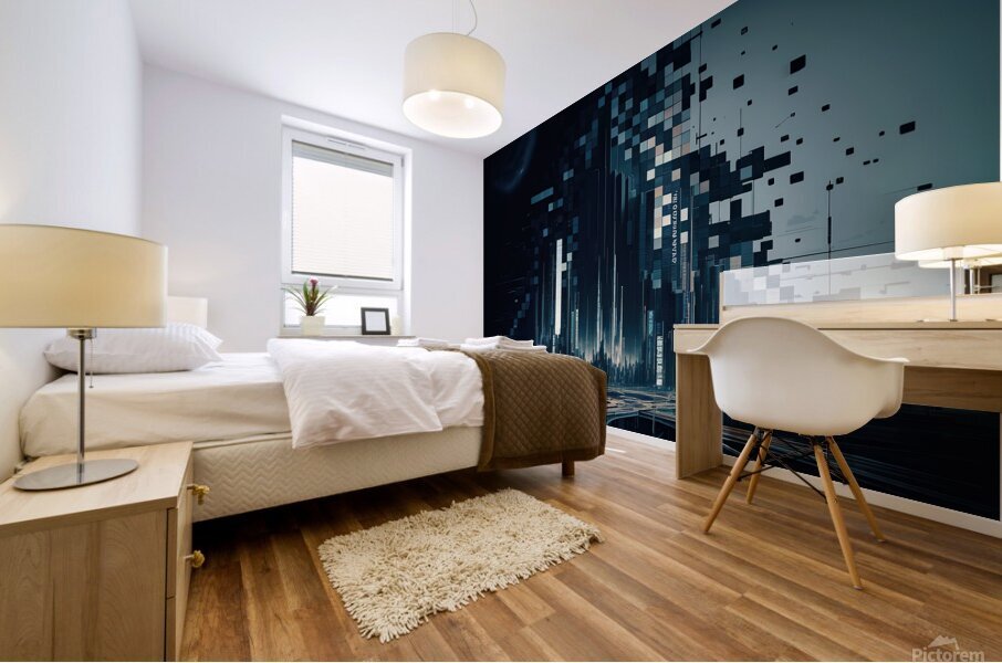 Dark pixels texture futuristic background Mural print
