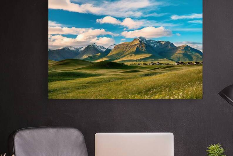 A breathtaking landscape of rolling green hills a by Mirela Poiana