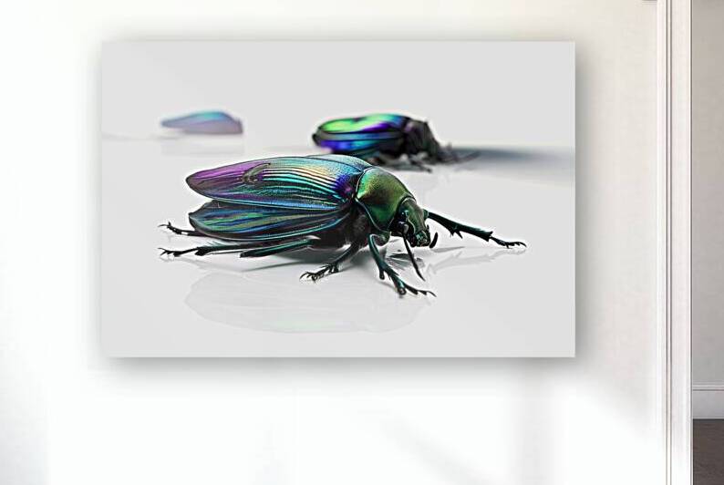 Beetle chalcosoma caucasus on white background 2. by Mirela Poiana
