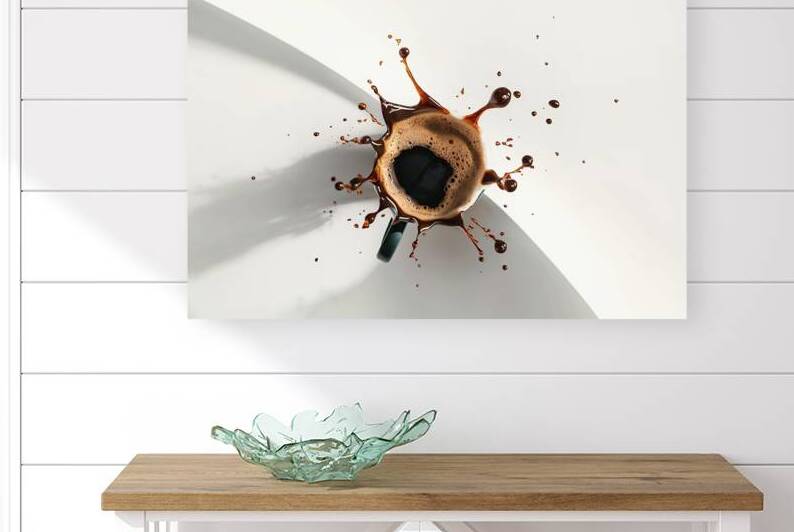 Cup of splashing coffee on white background 2 by Mirela Poiana