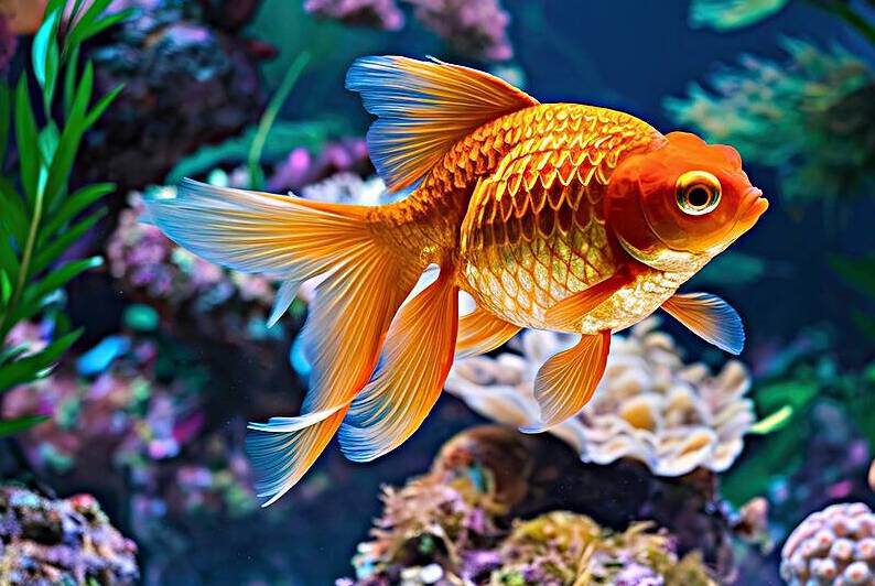 A goldfish in an aquarium setting 1 by Mirela Poiana