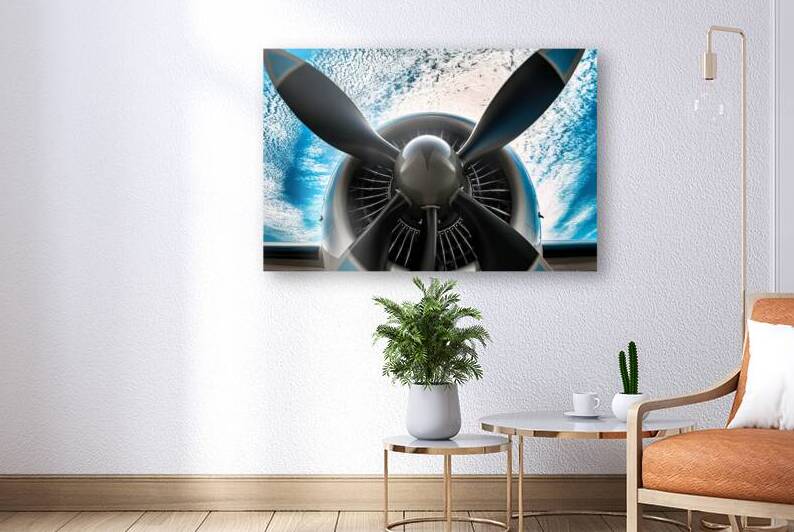 A close up view of an aircraft propeller with its by Mirela Poiana