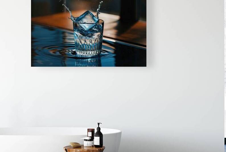 ice cube splashing into a glass full of water 2.j by Mirela Poiana