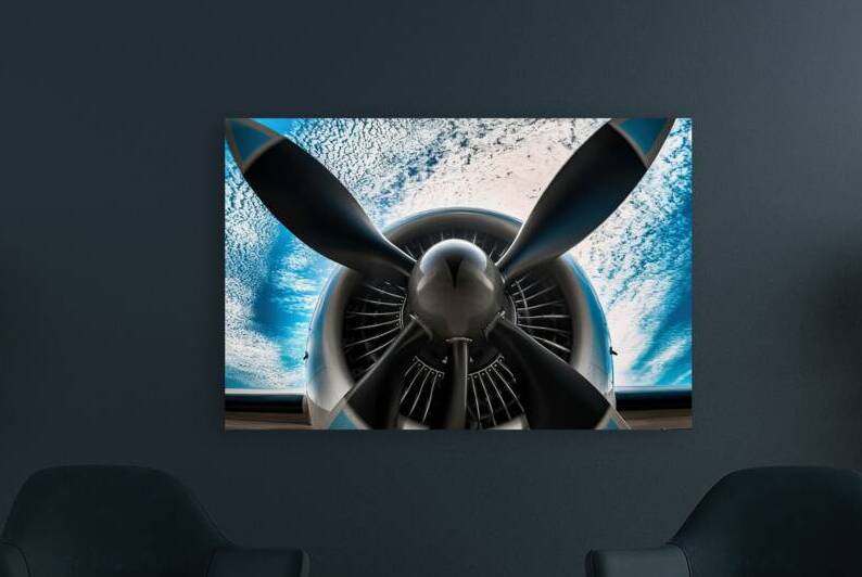 A close up view of an aircraft propeller with its by Mirela Poiana