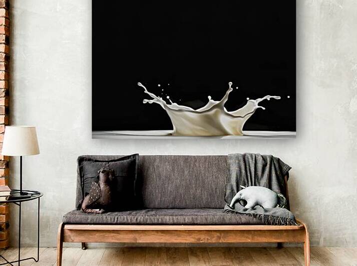 Milk Splash on black background 2 by Mirela Poiana
