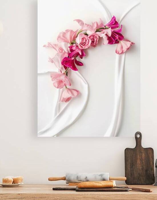 Group of pink fuchsia flowers isolated on white b by Mirela Poiana