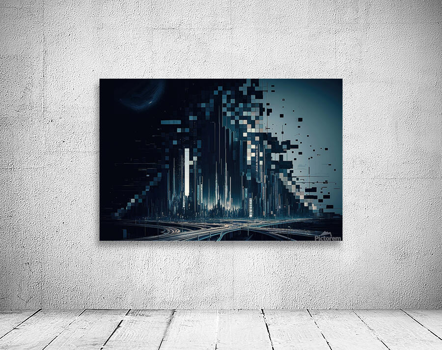 Dark pixels texture futuristic background Wall Preview