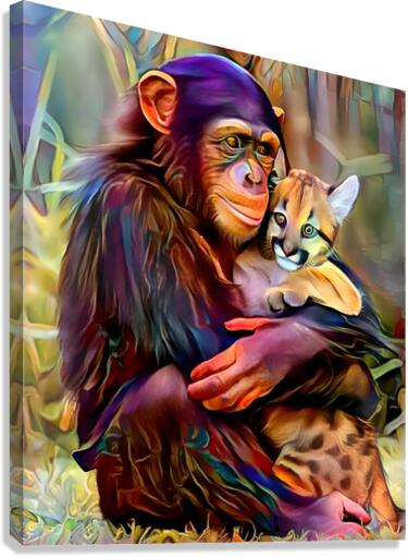 monkey and cat Canvas Print