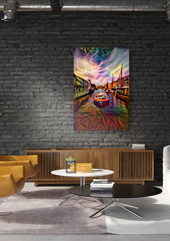 boat going through a channel by Bolivia Art Gallery