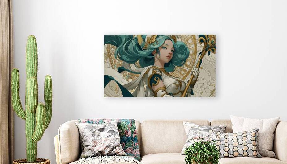 Beautiful Greek Goddess with Teal Hair by Digital Cooker
