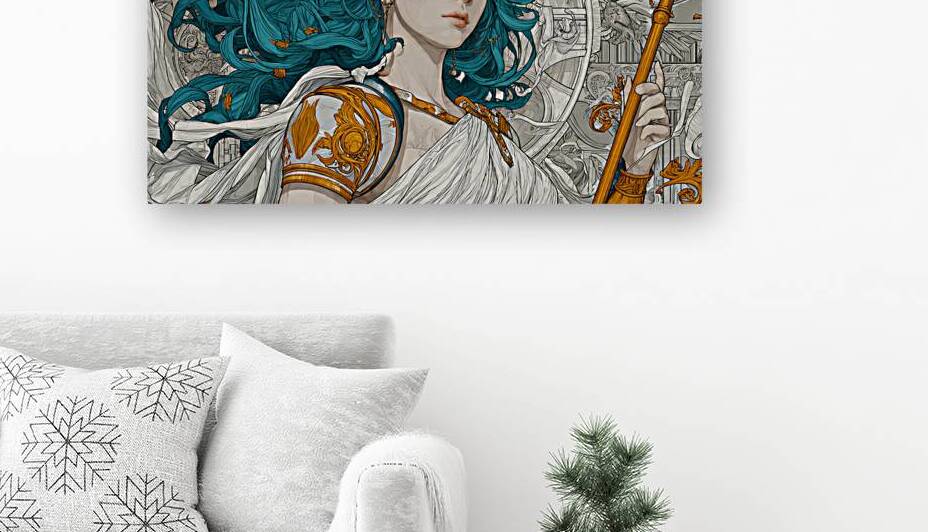 Beautiful Greek Goddess with Teal Hair by Digital Cooker