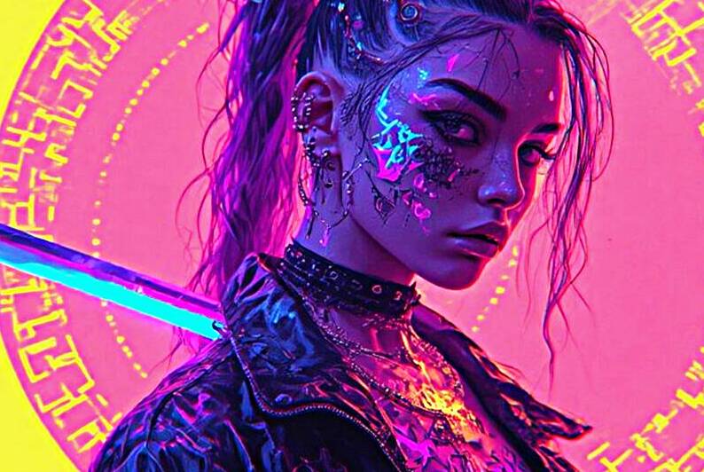 Vaporwave Portrait of Gothic Punk Ninja by Digital Cooker