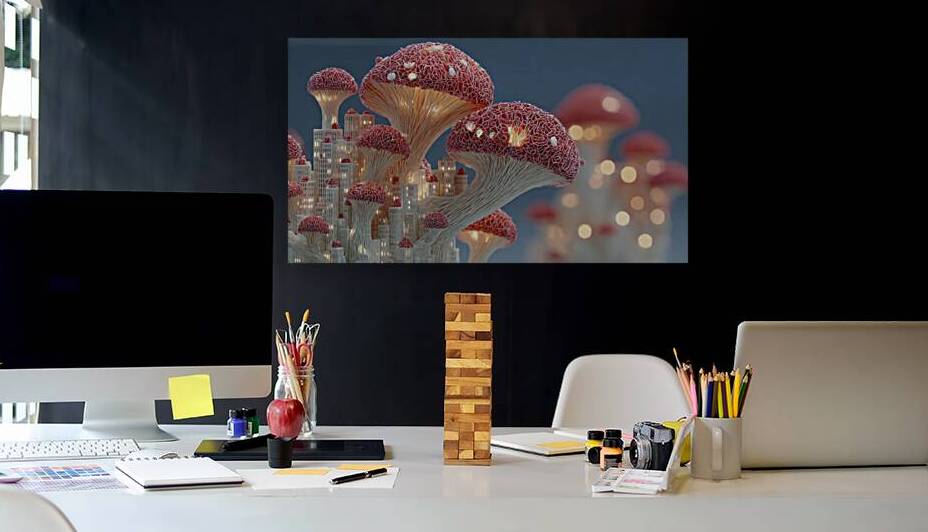 A cityscape made of stacked human bones its skysc by Digital Cooker